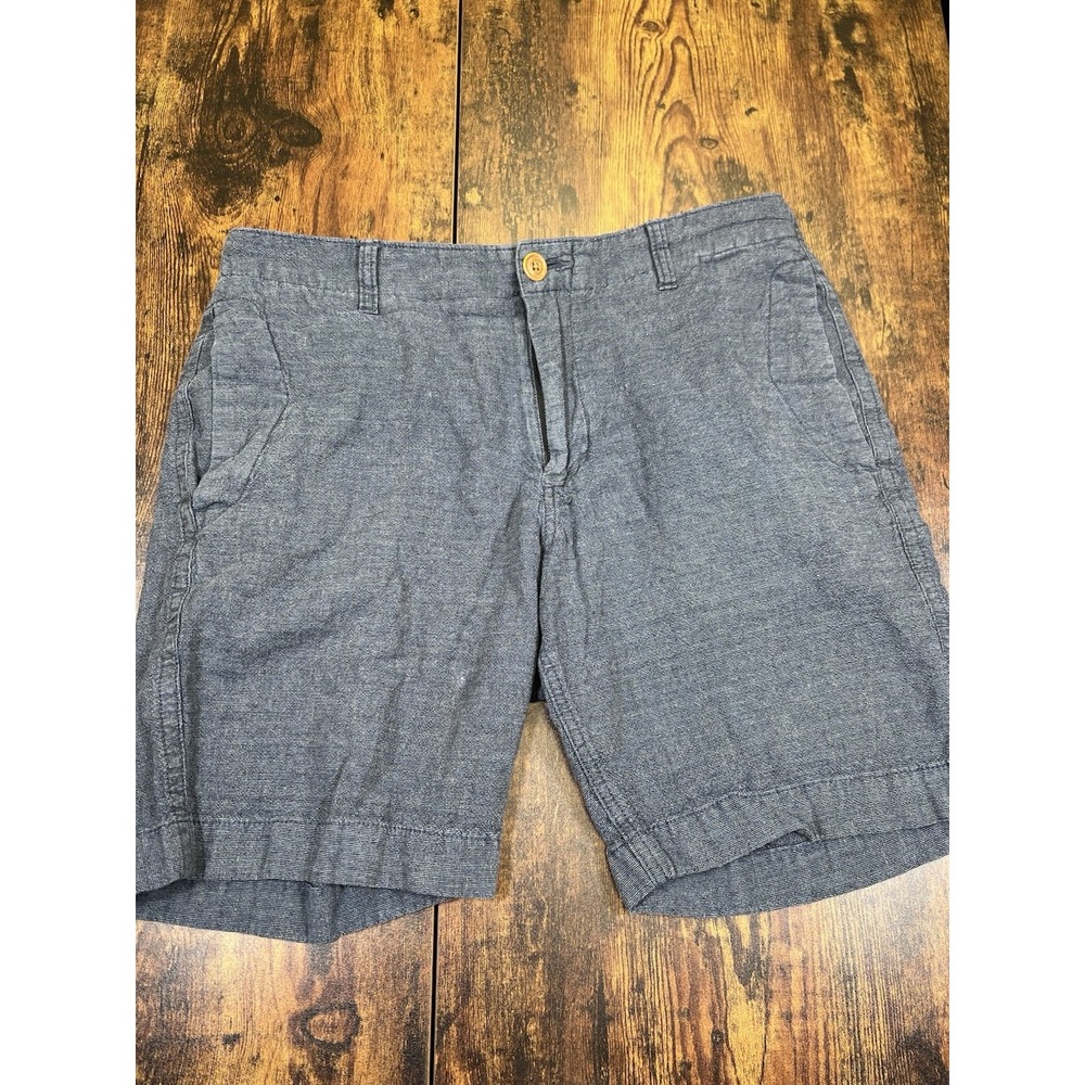 J. Crew Gramercy Men's Chambray Dark‎ Wash Linen Cotton Blend Shorts Size 32w